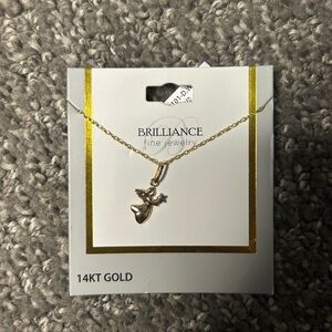 Brilliance 14KT Gold Angel Pendant Necklace